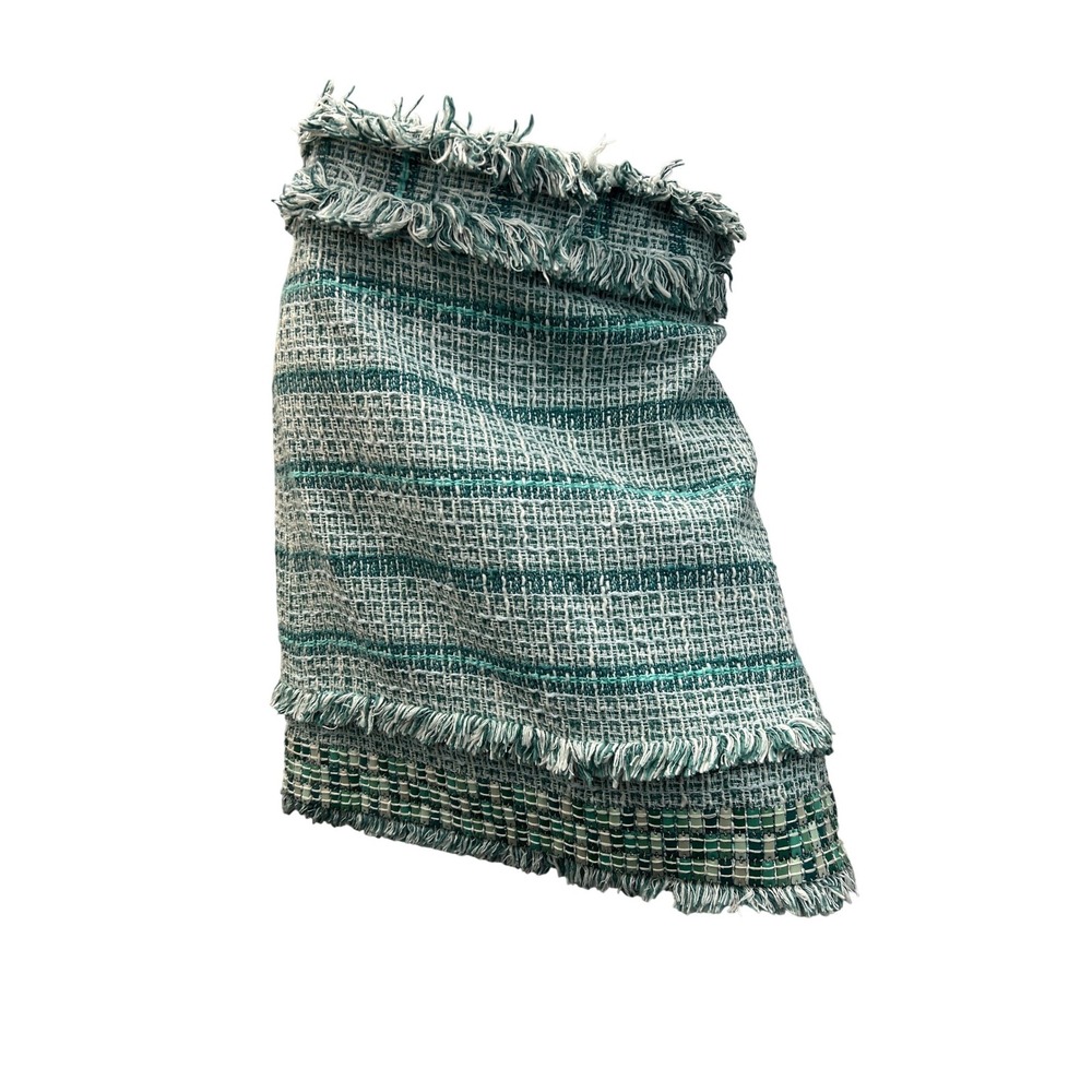 Tory Burch Nora Skirt‎ Women 14 Blue New Tweed Fringe Sequin Mini 12121334